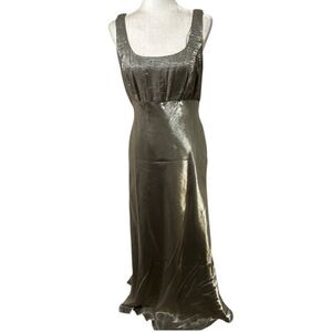 Vintage David’s Bridal y2k sage green Maxi gown Holiday Party Dress black tie